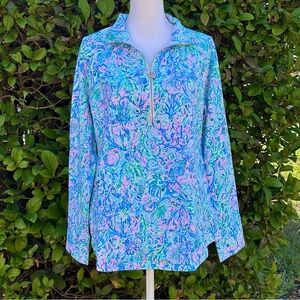 Lilly Pulitzer UPF 50+ Skipper Popover Surf Blue Soleil It On Me Size M NWT